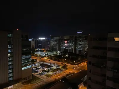 an aerial view of a city at night at PTJ Style Condotel คอนโดเมืองทอง in Ban Bang Phang