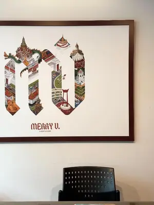 a picture of a sign that says merry u at Merry V Guesthouse in Bangkok