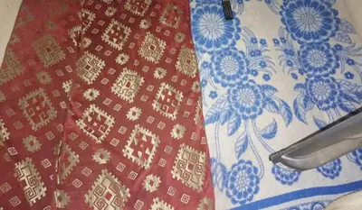 a close up of a cloth with blue and white patterns at Caravan & Smart in Bangkok