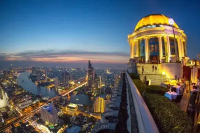 a view of a city at night with a building at Iconic skyline, Big apartment, Great location in Bangkok
