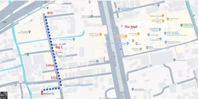 a map of the vicinity of the mall at Bee House 172 only 300m to BTS Talat Phlu in Bangkok
