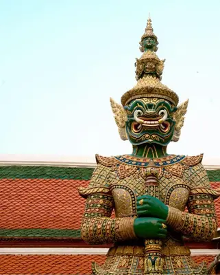a large statue of a person in front of a building at XX GO INN The Grand Palace โกอินน์ พระบรมมหาราชวัง MRT สามยอด in Bangkok