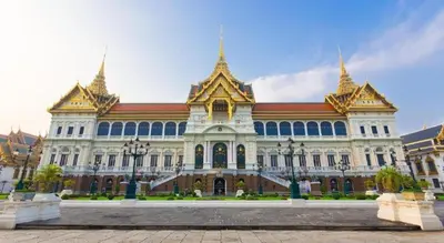 a large building with gold spires on top of it at New Siam Guest House in Bangkok