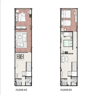 a floor plan of the two floors of a building at Center at Bangrak in Bangkok