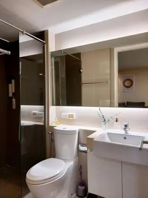 a bathroom with a toilet and a sink at Condominium - Sukhumvit Soi 5 BTS Nana- Room Size 47m2 in Bangkok