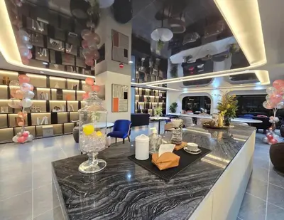 a store lobby with a table and chairs and balloons at Cybiq Ratchada 32 by Pikul in Bangkok