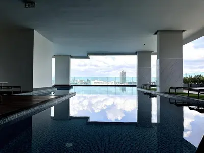 a swimming pool with a view of the city at monthly and Annual condo in Bangkok