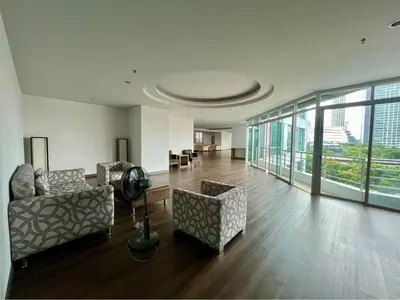 a living room with couches and chairs in a building at Riverside room with best view in heart of BKK in Godown