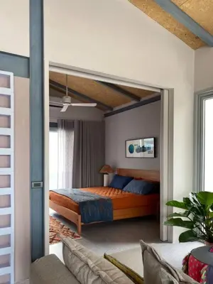 a bedroom with a large bed in a room at Private apartment at Sukhumvit67 Penthouse Unit in Bangkok