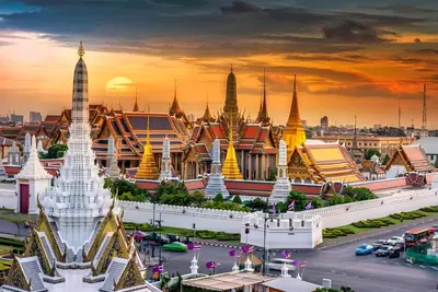 a view of the city of bangkok at sunset at XX GO INN Silom - BTS Saint Louis สีลม in Bangkok