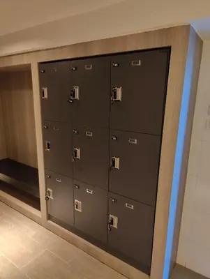 a row of lockers in a locker room at Cozy Apartment Night Market and Shopping Mall at MRT Purple Line in Nonthaburi