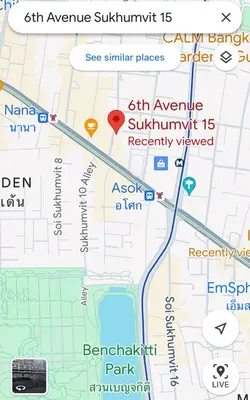 a map showing the location of the sixth avenue subagency park at 6th Avenue Sukhumvit BKK 407 BTS Asoke Nana in Bangkok