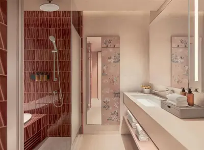 a bathroom with a sink and a shower at Kromo Bangkok, Curio Collection By Hilton in Bangkok