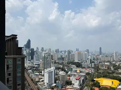 a view of a city skyline with buildings at Expansive Loft 2BR - Ultra Fast WiFi - BTS Thonglor in Bangkok