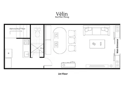 a floor plan of a small apartment at Vélin - Banthat Thong in Bangkok