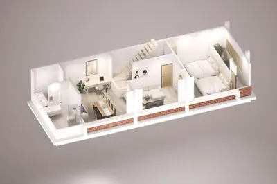 a rendering of a model of a house at Lotus Bear House - 1BR Loft in Bangkok