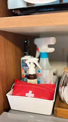 a shelf with a container with products on it at Nueng Rana 113 Unique House in Chinatown 3BR 2BA - Villa in Samphanthawong