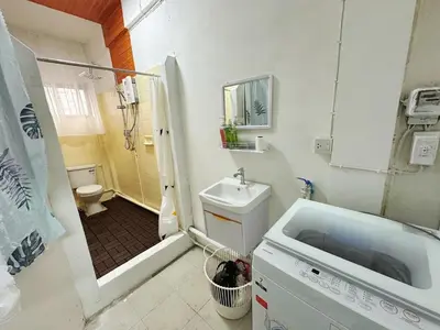 a small bathroom with a sink and a toilet at Top Location! 800m MRT Rama9 in Bangkok