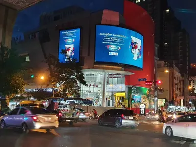 a busy city street at night with cars in traffic at XX Oh My Nap BTS Nana - โอ้ มาย แน็ป บีทีเอส นานา in Bangkok