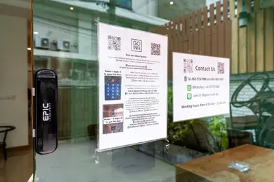 two signs on the window of a store at YON INN Sukhumvit 4 BTS Nana in Bangkok