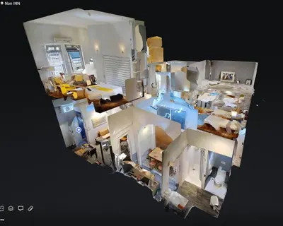 a rendering of a room in a house at Non Inn The Post Spacious King Room with Sofa Bed and Living Area near Riverside and ICONSIAM in Bang Rak