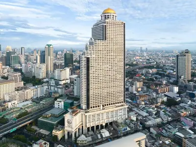a tall building with a gold dome on top of it at NEW Bangkok centre-2 bedrooms Netflix 31 floor in Bangkok