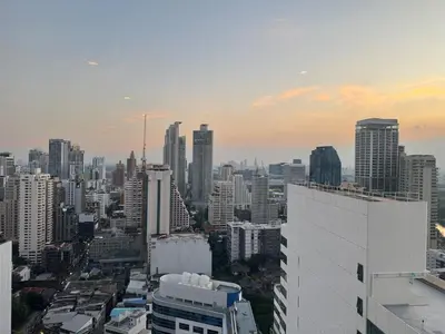 a view of a city skyline with buildings at Downtown Luxury Apartment, Asok Cowboy Lane, 400m from BTS in Bangkok