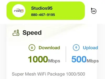 a screenshot of a cell phone with the speed and download at Bali Style Rooftop Apartment in Bangkok
