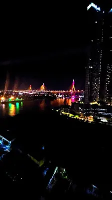 a view of a city at night with lights at River View 9 in Bangkok