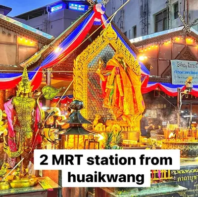 a station from hulwimaya in a city at night at Modern 5-Bedroom Townhome near MRT and Local Charm in Bangkok