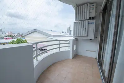a balcony with a view of a city at 2Bed Room Condo Near iConsiam & BTS Krungthonburi in Bangkok