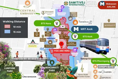 a map of the usa with the cities and attractions at Quiet Asoke/Nana BTS Retreat w/ Skyline & Gym/Park in Khlong Toei