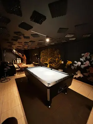 a billiard room with a pool table in it at Munchies Bed & Breakfast in Bangkok