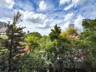 a view of a city with trees and buildings at Asoke Luxury High Rise - Steps to BTS and MRT - WiFi in Bangkok