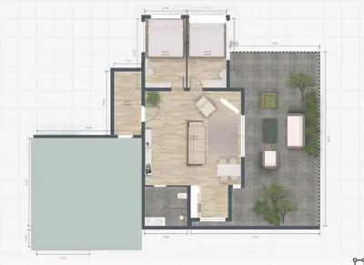 a floor plan of a house at 2 Bedrooms for 4 Guests with Terrace in the Heart of Sathorn in Bangkok