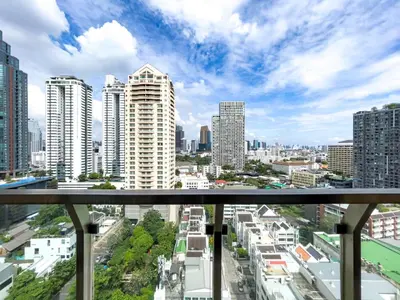 a view of a city skyline with tall buildings at Near BTS l Large 85 sqm l Rooftop Pool l Sontana in Bangkok