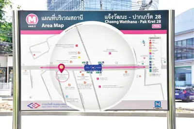 a sign for an area map on a street at Best Western Plus Wanda Grand Hotel in Nonthaburi