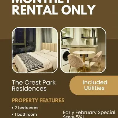 The Crest Park Residences Monthly Rent only #2BR Apartment at Chatuchak #MrtBts