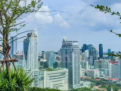 a view of a city skyline with tall buildings at New Residence in Central Bangkok Siam Paragon Central World in Pratunam
