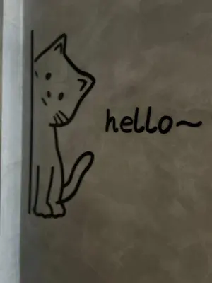 a drawing of a cat with the word hello at Lesbase Female 8-Bed Room in Bangkok