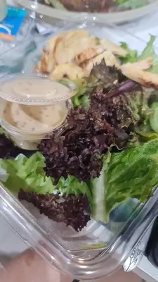 a plastic container of food with lettuce and dip at Lionkey in Taling Chan