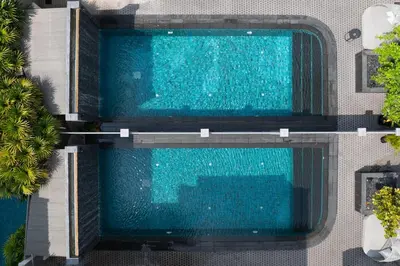 an overhead view of a swimming pool at Thong Lo Sumptuous Double Pool Villa in Bangkok