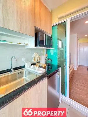 a kitchen with a sink and a counter at Long-Stay High Floor Apartment, Bangna, Near BTS, Malls in Bang Chak