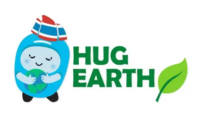 an illustration of a blue egg holding a green earth at The Patra Hotel - Rama 9 in Bangkok