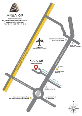 a map of the areaccgc with the red arrow at Area 69 (Don Muang Airport) in Bangkok