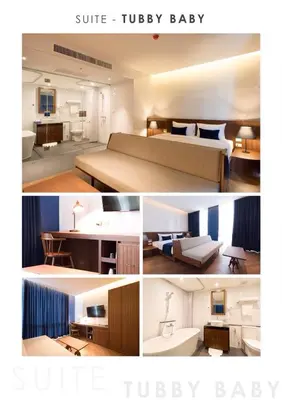 a collage of four pictures of a hotel room at Klub Hotel Bangkok in Bangkok