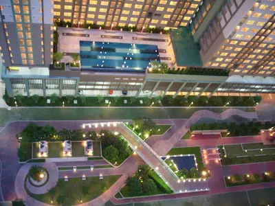 an aerial view of a large building with lights at Bangkok view in Pinklao in Bangkok