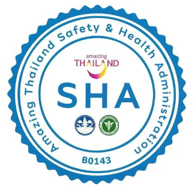 a label for the thimphu sha nursing society and its logo at Rama Gardens Hotel Bangkok in Bangkok