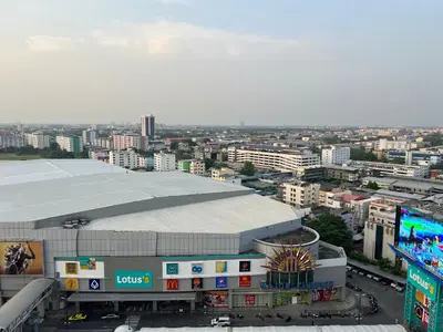 an overhead view of a large building in a city at Mall Suites Hotel in Bangkok