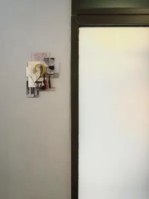 a white door with a picture of an elephant on it at Ob-Oon Boutique Bed & Breakfast in Bangkok